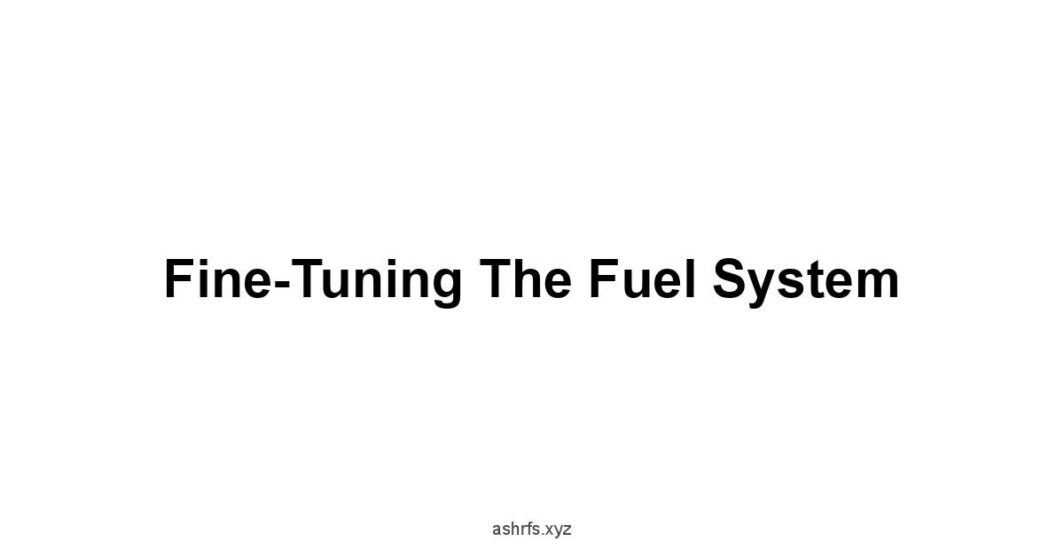 Fine-Tuning the Fuel System