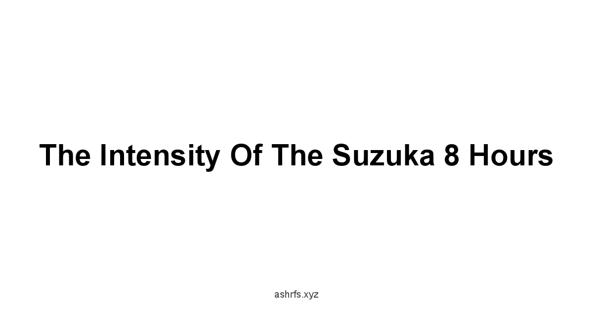 The Intensity of the Suzuka 8 Hours